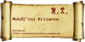 Mohácsi Krizanta névjegykártya